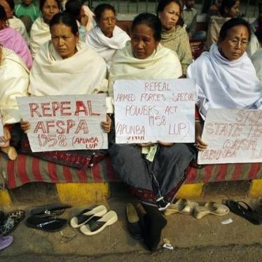 Women from Manipur state protest against the Armed Forces Special Powers Act (AFSPA) in New Delhi, January 25, 2008. 