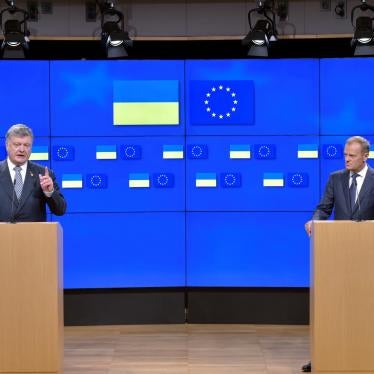 European Council President Donald Tusk gives a joint news conference with Ukrainian President Petro Poroshenko in Brussels, Belgium, June 22, 2017. 