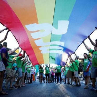 Participants take part in the annual Gay Pride parade in Jerusalem July 21, 2016.