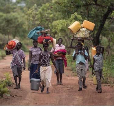 Civilians fleeing Kajo Keji county, toward the southern border with Uganda, April 27, 2017. 