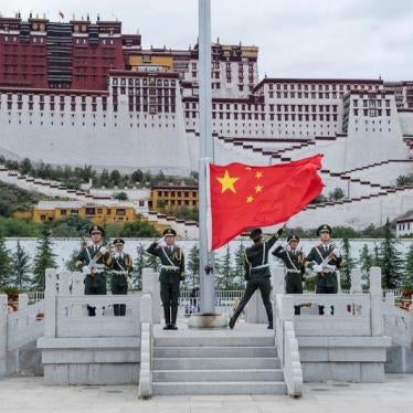 The Chinese national flag is raised during a ceremony marking the 96th anniversary of the founding of the Communist Party of China (CPC) at Potala Palace in Lhasa, Tibet Autonomous Region, China, July 1, 2017.