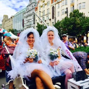 Campaigners for same-sex marriage during Prague Pride, Czech Republic, August 12, 2017.