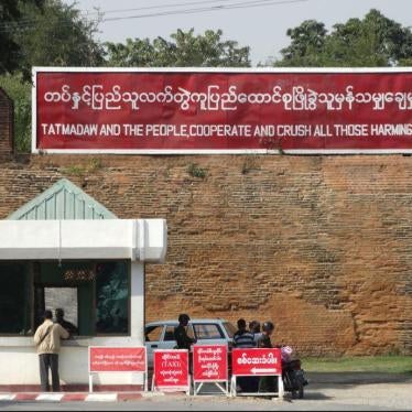 A Tatmadaw sign outside Mandalay Palace in Mandalay, Myanmar. 