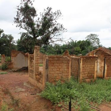 Destroyed homes in the Paris-Congo neighborhood of Alindao, Central African Republic. UPC fighters and armed Muslim civilians attacked the area on May 9, 2017. 