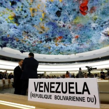 The name place sign of Venezuela is pictured on the country's desk at the 36th Session of the Human Rights Council at the United Nations in Geneva, Switzerland September 11, 2017.