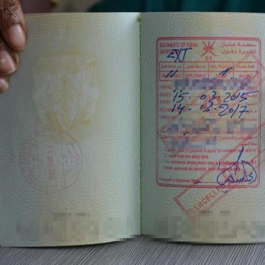 Employment visa from Oman in the passport of a former Tanzanian domestic worker. Dar es Salaam, Tanzania. 