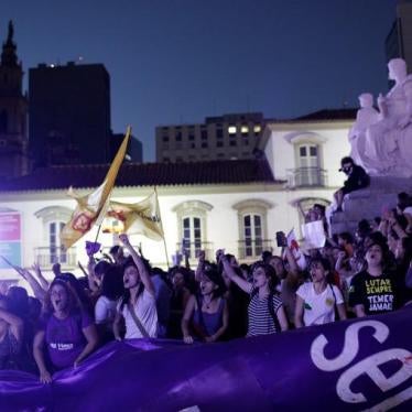 Protesters demonstrate against Brazil's congressional move to criminalize all cases of abortion, including cases of rape and where the mother's life is in danger, in Rio de Janeiro, Brazil November 13, 2017.