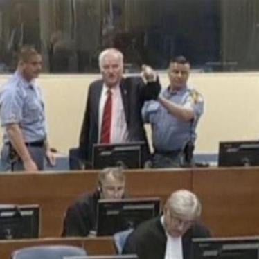 Ratko Mladic gesticule en criant, lors de la fin de son procès devant Tribunal pénal international pour l'ex-Yougoslavie à La Haye, le 22 novembre 2017.