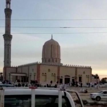 The exterior of Al Rawdah mosque is seen in Bir Al-Abed, Egypt in this still taken from video on November 24, 2017.