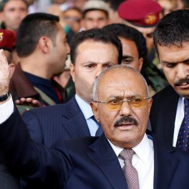 Yemen's former President Ali Abdullah Saleh gestures to supporters as he arrives to a rally held to mark the 35th anniversary of the establishment of his General People's Congress party in Sanaa, Yemen August 24, 2017.