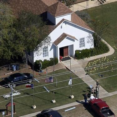 An aerial photo showing the site of a mass shooting at the First Baptist Church of Sutherland Springs, Texas, U.S., November 6, 2017. 