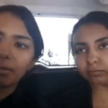 Ashwaq Hamoud and Areej Hamoud, in still from video, fled Saudi Arabia in late February to Turkey to escape abuse from male family members.