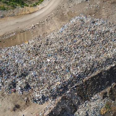 A drone-acquired image of a garbage dump in Bar Elias, Lebanon, where open burns are harming the health of nearby residents.