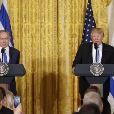 U.S. President Donald Trump with Israeli Prime Minister Benjamin Netanyahu at a joint news conference at the White House in Washington, DC, February 15, 2017.