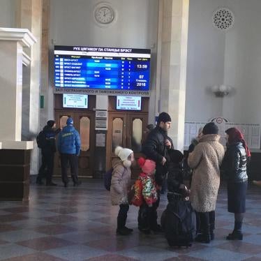 Asylum seekers in the arrivals hall at Brest train station, returned on the 13.46 pm train from Terespol, where their requests to seek asylum Poland were rejected. Brest, Belarus, December 7, 2016. 