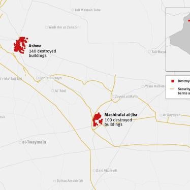 •	Map of recently constructed security network and building demolition in the villages of Khoytlah, Mashirafat al-Jisr, and Ashwa between December 2016 and February 2017. 