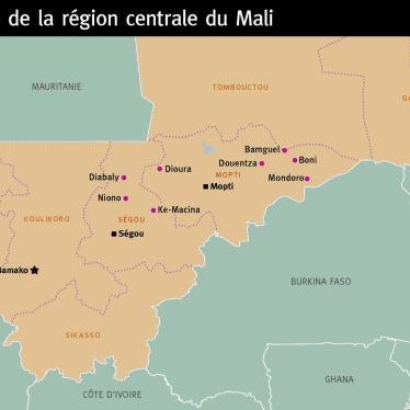 Carte de la région centrale du Mali