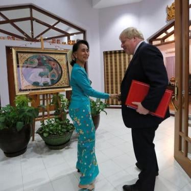 British Foreign Secretary Boris Johnson meets with Burma’s State Counsellor Aung San Suu Kyi in Naypyidaw on January 20, 2017. 
