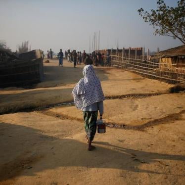 A Rohingya Muslim woman walks at the Kutupalong refugee camp in Cox’s Bazar, Bangladesh, on February 4, 2017. 