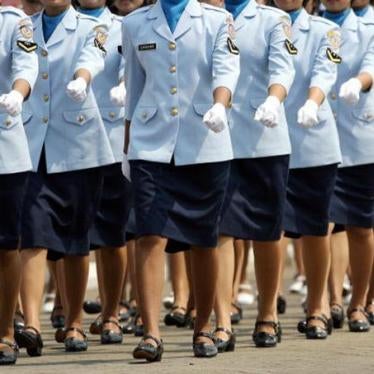 Indonesian Air Force women march during a ceremony in Jakarta, Indonesia, October 2006. 
