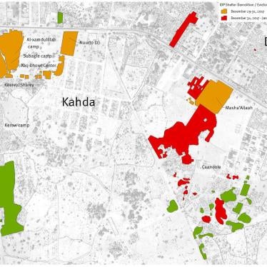 Map Showing demolished IDP settlements in Mogadishu 