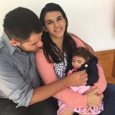 Maria Carolina Silva Flor and Joselito Alves dos Santos with their 18-month-old daughter, Maria Gabriela Silva Alves, pictured after the launch of the Human Rights Watch report Neglected and Unprotected, July 2017.