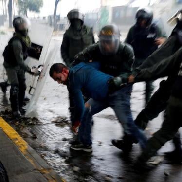 Riot security forces detain a demonstrator during a rally against Venezuela's President Nicolas Maduro's government in Caracas, Venezuela, July 28, 2017. 