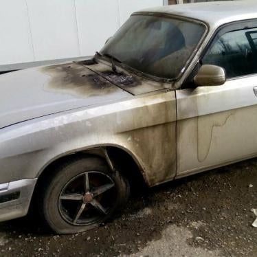 Memorial’s car torched in Dagestan on January 22, 2018. 