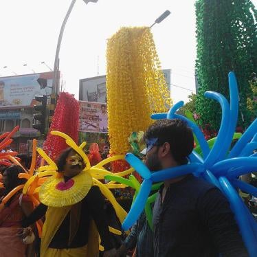 Marchers at an LGBT rights rally in Dhaka during Pohela Boishakh (Bengali New  Year) in 2015.