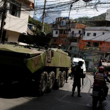 A military vehicle is pictured during an operation after violent clashes between drug gangs in Rocinha slum in Rio de Janeiro, Brazil, September 23, 2017.