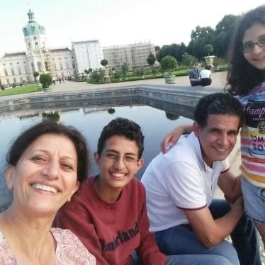 Kiffah Massarwi outside Charlottenburg Palace in Berlin, Germany with her son Marwan Abotair, husband Yazed Abotair and daughter Mai Abotair. Israel’s discriminatory marriage law prevents Yazed Abotair from living in Israel despite the Israeli nationality
