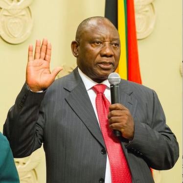 Cyril Ramaphosa is sworn in as the new South Africa president at the parliament in Cape Town, South Africa, February 15, 2018. © 2018 Reuters