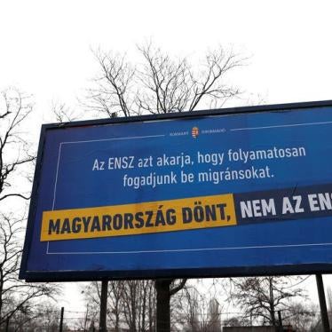 A government billboard is seen ahead of April 8 parliamentary election in Budapest, Hungary March 6, 2018. The billboard reads: 'The U.N. wants us to accept migrants on a continuous basis. HUNGARY DECIDES, NOT THE U.N.'