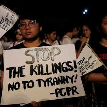 Participants display placards as they participate in a procession against plans to reimpose death penalty and intensify drug war during "Walk for Life" in Luneta park, Metro Manila, Philippines February 24, 2018. 