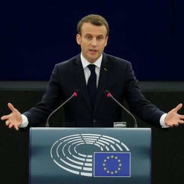 French President Emmanuel Macron delivers a speech before a debate on the Future of Europe at the European Parliament in Strasbourg, France, April 17, 2018.