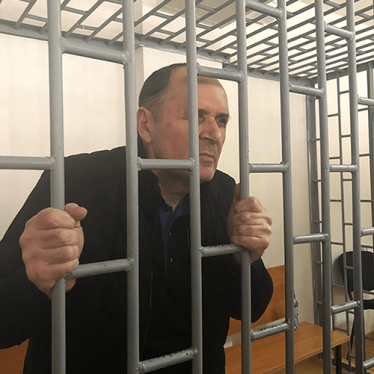 Oyub Titiev at a court hearing in Grozny, Chechnya, May 4, 2018.