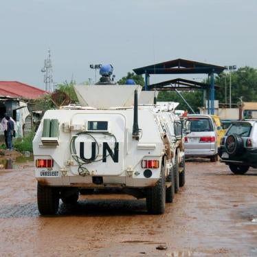 Chinese Peacekeepers in the United Nations Mission to South Sudan (UNMISS) ride in their armoured personnel carriers (APC) as they wait in the queue to enter their base in Juba, South Sudan August 1, 2017.