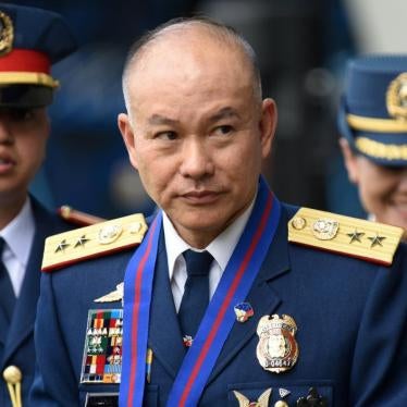 Philippine National Police Chief Oscar Albayalde arrives for the police chief handover ceremony in Camp Crame, Quezon City, April 19, 2018.