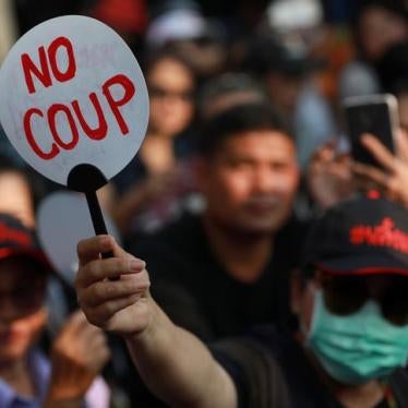 A Pro-democracy activist holds a fan during protest against junta near Democracy Monument in Bangkok, Thailand February 10, 2018. REUTERS/Soe Zeya Tun