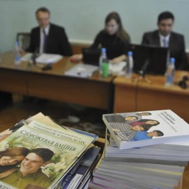 Since 2007, dozens of pieces of Jehovah’s Witnesses’ literature have been banned and placed on the federal registry of banned extremist materials. Picture here, stacks of booklets distributed by a local leader of a Jehovah's Witnesses congregation in the 