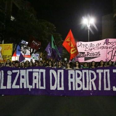 Activists demonstrate in Sao Paulo, Brazil, on July 19, 2018 in favor of abortion legalization.