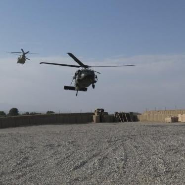 NATO helicopters land at an Afghan and US Special Forces base in Nangarhar province, Afghanistan, July 7, 2018.