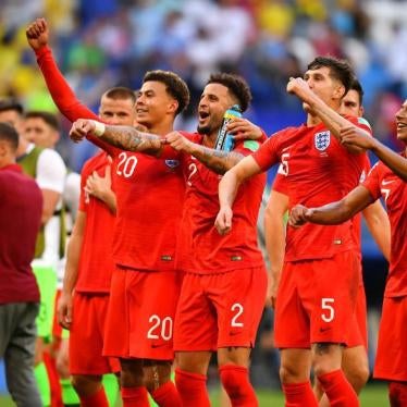 England's Dele Alli, Kyle Walker and team mates celebrate after the match between England and Sweden in World Cup quarterfinals, Samara Arena, Samara, Russia, July 7, 2018.