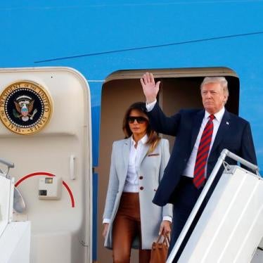 U.S. President Donald Trump and first lady Melania Trump arrive at Helsinki-Vantaa airport in Vantaa, Finland, July 15, 2018. 