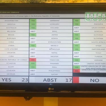 Voting record of resolution on Venezuela at the UN Human Rights Council. Geneva, September 27, 2018.