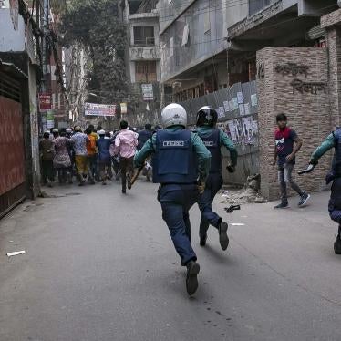 Police rush Bangladesh Nationalist Party (BNP) supporters at a protest on February 9, 2018, Dhaka, Bangladesh.