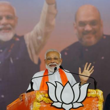 Indian Prime Minister Narendra Modi speaks during a public meeting in Ahmadabad, India, Sunday, May 26, 2019.