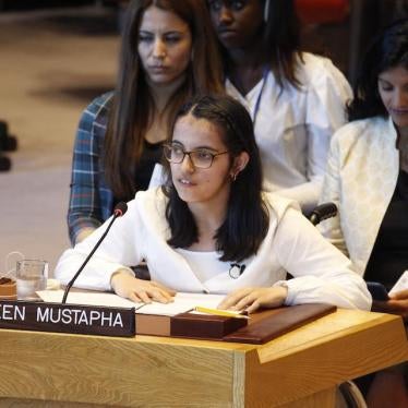 A young woman speaking at the UN Security Council