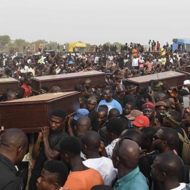 Pallbearers carry coffins during the funeral service for people killed during clashes between cattle herders and farmers in Ibrahim Babangida Square in the Benue state capital, Makurdi, January 11, 2018. Violence between the mainly Muslim Fulani herdsmen 