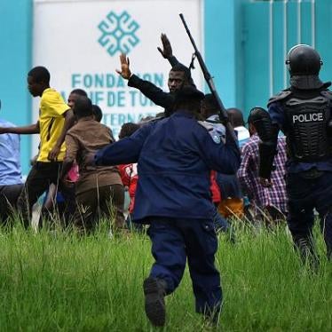 Police charge supporters of opposition presidential candidate Martin Fayulu who had gathered outside the constitutional court in Kinshasa, Democratic Republic of Congo, January 12, 2019.